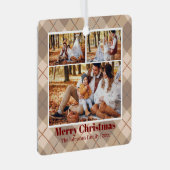 メリークリスマスブラウンプレイド3枚の写真 メタルオーナメント (正面右)