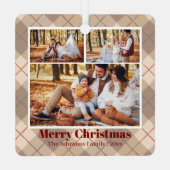 メリークリスマスブラウンプレイド3枚の写真 メタルオーナメント (裏面)