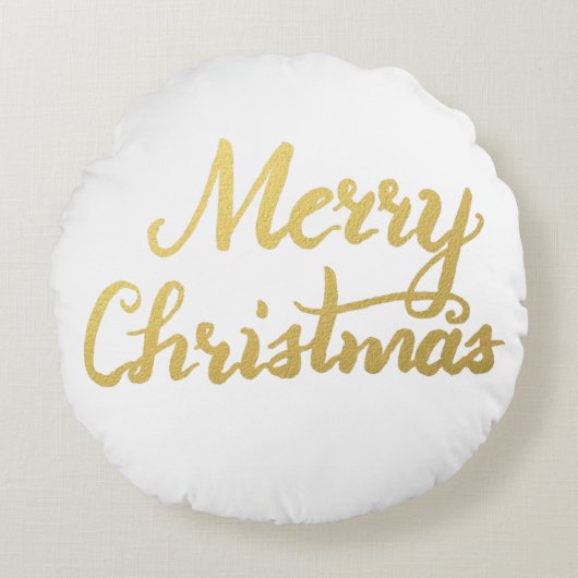 メリークリスマスブラシのスクリプトピロー ラウンドクッション (正面)