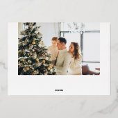 メリークリスマスブラシのスクリプトフォト 箔シーズンカード (裏面)