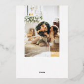 メリークリスマスブラシのスクリプトフォト 箔シーズンカード (裏面)