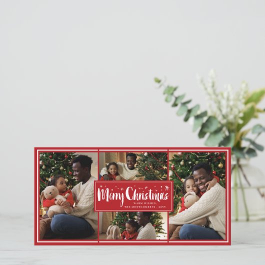 メリークリスマスブラシスクリプトスター4フォトコラージュ シーズンカード (スタンド正面)