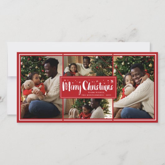 メリークリスマスブラシスクリプトスター4フォトコラージュ シーズンカード (正面)