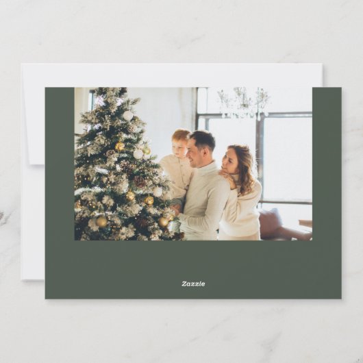 メリークリスマスブラシスクリプトフォトグリーン シーズンカード (裏面)