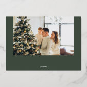 メリークリスマスブラシスクリプトフォトグリーン 箔シーズンカード (裏面)