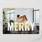 メリークリスマスブラシスクリプトフォトフォイルホリデー 箔シーズンカード (正面)