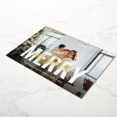 メリークリスマスブラシスクリプトフォトフォイルホリデー 箔シーズンカード (回転した状態)