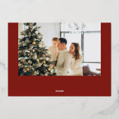 メリークリスマスブラシスクリプトフォトレッド 箔シーズンカード (裏面)