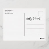 メリークリスマスブラシスクリプトベリー葉ズグリーン 箔シーズンポストカード (裏面)