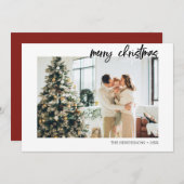 メリークリスマスブラシスクリプトミニマリストの写真 シーズンカード (正面/裏面)