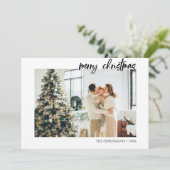 メリークリスマスブラシスクリプトミニマリストの写真 シーズンカード (スタンド正面)