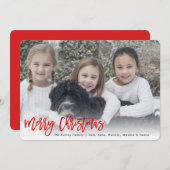 メリークリスマスブラシスクリプト横赤写真 シーズンカード (正面/裏面)
