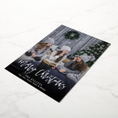 メリークリスマスブラシ台本、フルフォトシルバー 箔シーズンカード (回転した状態)