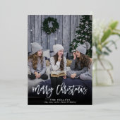 メリークリスマスブラシ台本、フルフォトシルバー 箔シーズンカード (立ち正面)