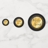 メリークリスマスブラックと金ゴールドブライトシック文字 コンフェッティ (裏面)