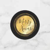 メリークリスマスブラックと金ゴールドブライトシック文字 コンフェッティ (スモール正面)