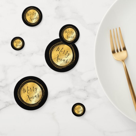 メリークリスマスブラックと金ゴールドブライトシック文字 コンフェッティ (グループ)