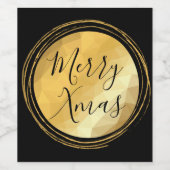 メリークリスマスブラックと金ゴールドブライトシック高級文字 ワインラベル (シングルラベル)