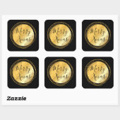 メリークリスマスブラックと金ゴールドブライトシック スクエアシール (シート)