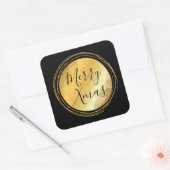 メリークリスマスブラックと金ゴールドブライトシック スクエアシール (封筒)