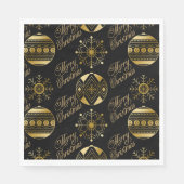 メリークリスマスブラックと金ゴールド装飾品 スタンダードランチョンナプキン (正面)