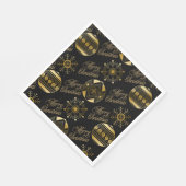 メリークリスマスブラックと金ゴールド装飾品 スタンダードランチョンナプキン (角)