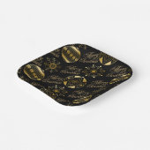 メリークリスマスブラックと金ゴールド装飾品 ペーパープレート (傾斜あり)