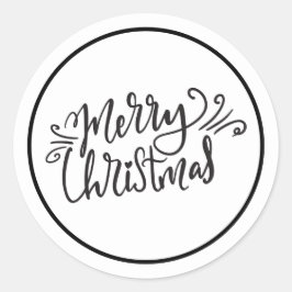 メリークリスマスブラックアンドホワイト ラウンドシール