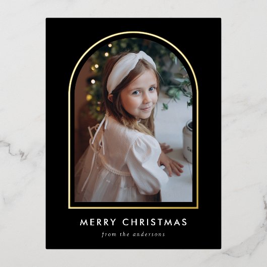 メリークリスマスブラックアーチフォト 箔シーズンポストカード (正面)