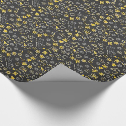 メリークリスマスブラックイエローサンタキャンドル ラッピングペーパー (角)