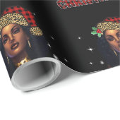 メリークリスマスブラックウィメンズアフリカンサンタハットループ ラッピングペーパー (ロールコーナー)