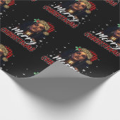 メリークリスマスブラックウィメンズアフリカンサンタハットループ ラッピングペーパー (角)