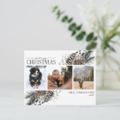 メリークリスマスブラックウィンターピネコーンボタニカルホ シーズンポストカード (スタンド正面)
