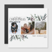 メリークリスマスブラックウィンターフローラフォトマグネット (正面/裏面)