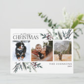 メリークリスマスブラックウィンターボタニカルフォトホリド シーズンカード (スタンド正面)