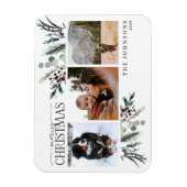 メリークリスマスブラックウィンターボタニカルフォトホリド マグネット (縦)