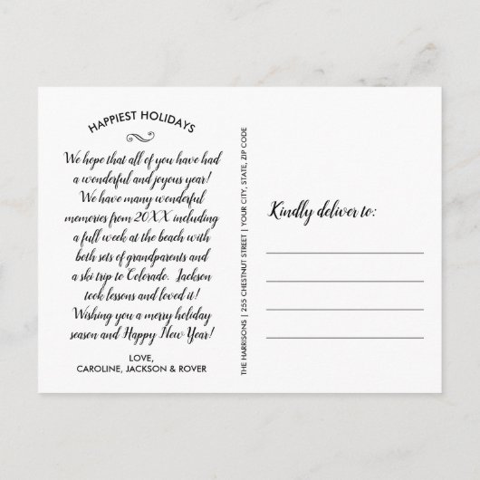 メリークリスマスブラックウォッチプレイドフォトコラージュ ポストカード (裏面)