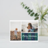 メリークリスマスブラックウォッチプレイドフォトコラージュ ポストカード (スタンド正面)