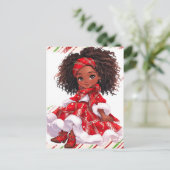 メリークリスマスブラックガールメラニンガールズレッド ポストカード (スタンド正面)