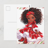 メリークリスマスブラックガールメラニンガールズレッド ポストカード (正面/裏面)
