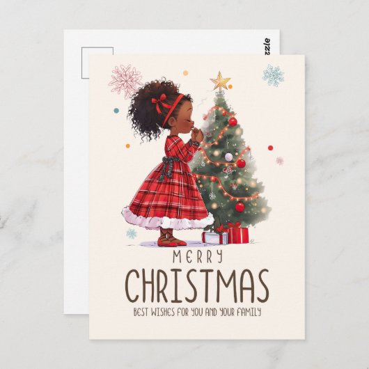 メリークリスマスブラックガール魔法メラニンクリスマスおもしろい ポストカード (正面/裏面)