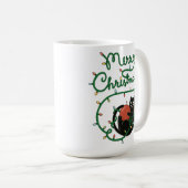 メリークリスマスブラックキャットオーナメントとライト コーヒーマグカップ (正面右)