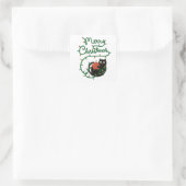 メリークリスマスブラックキャットオーナメントとライト スクエアシール (バッグ)