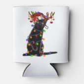 メリークリスマスブラックキャットライトクリスマスメリー 缶クーラー (正面)