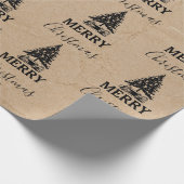 メリークリスマスブラッククラフトヴィンテージクリスマスツリー ラッピングペーパー (角)