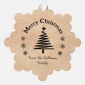メリークリスマスブラッククリスマスツリークラフトミニマル オーナメントカード (正面)
