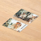 メリークリスマスブラックスクリプト3枚の写真ホリデー アクリル招待状 (レイダウン)