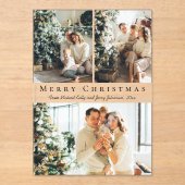 メリークリスマスブラックスクリプト3枚の写真ホリデー アクリル招待状 (正面)