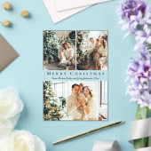 メリークリスマスブラックスクリプト3枚の写真ホリデー アクリル招待状 (インサイチュ (ウェディング))