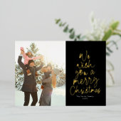 メリークリスマスブラックタイプの写真をお願い 箔シーズンカード (立ち正面)